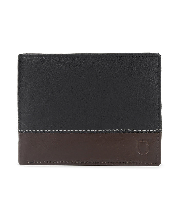 Urbano Fashion Men's Casual, Formal Black Genuine Leather Wallet -12 Card Slots