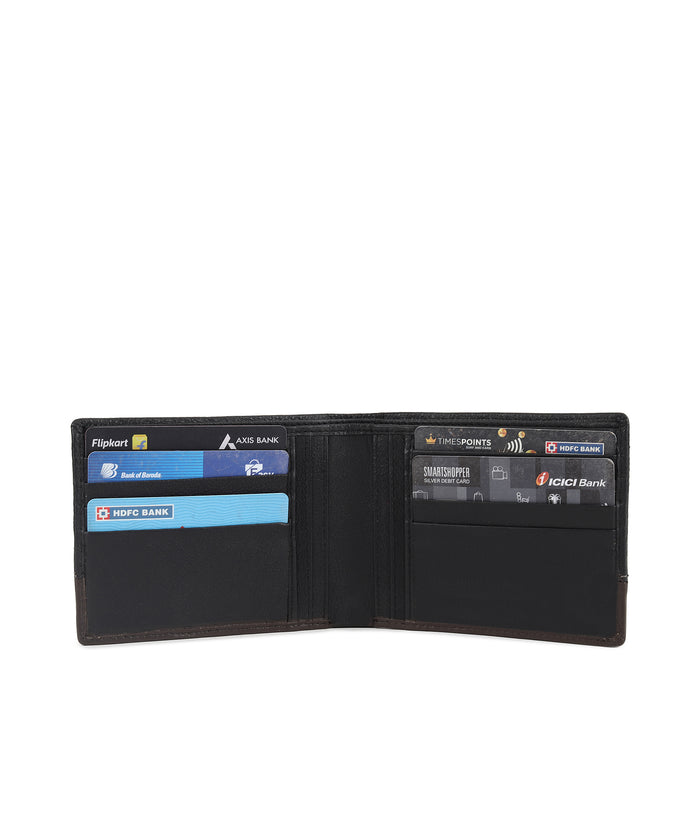 Urbano Fashion Men's Casual, Formal Black Genuine Leather Wallet -12 Card Slots