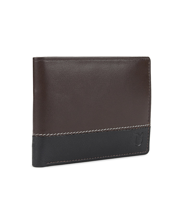 Urbano Fashion Men's Casual, Formal Tan, Black Genuine Leather Wallet-12 Card Slots
