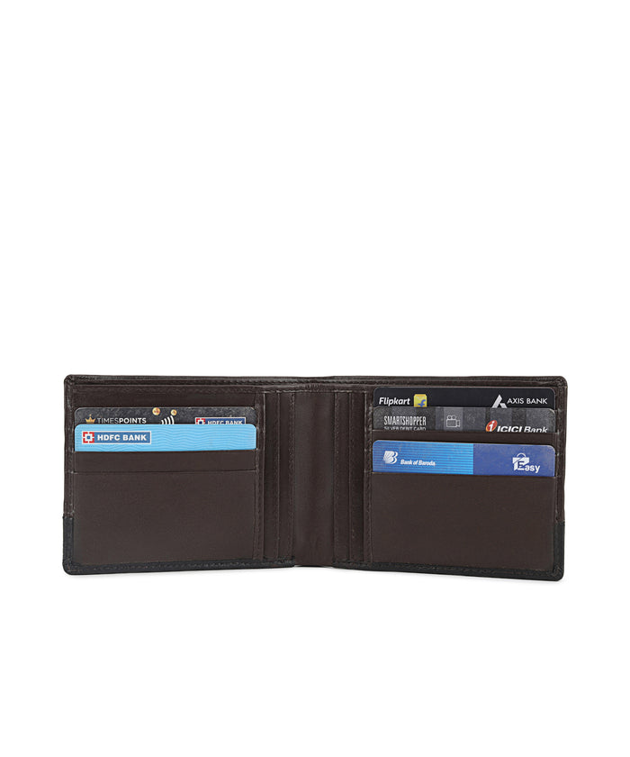 Urbano Fashion Men's Casual, Formal Tan, Black Genuine Leather Wallet-12 Card Slots