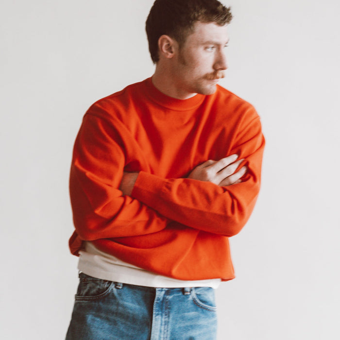 WAVE CREW PULLOVER SWEATER - ORANGE