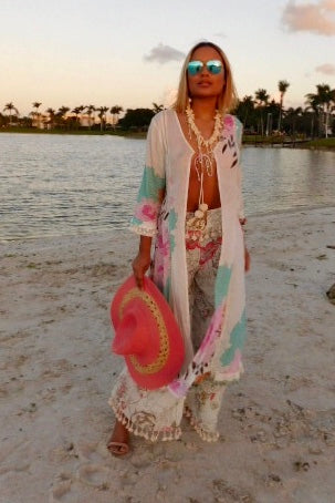 White Floral Robe