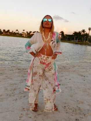 White Floral Robe