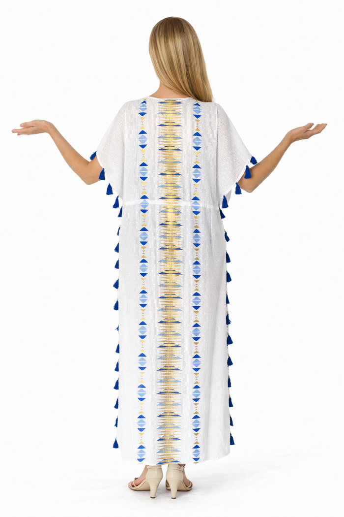 White Greece inspired cotton kaftan- EC-183