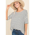 White w/Black Stripes Casual Short Sleeve top