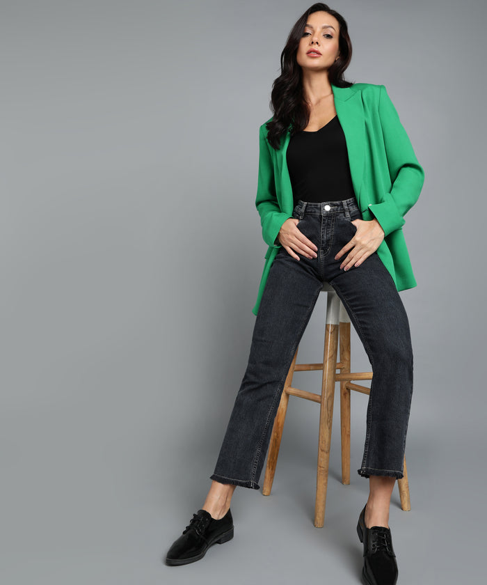 Women's Black Wide Leg Fit Washed Jeans