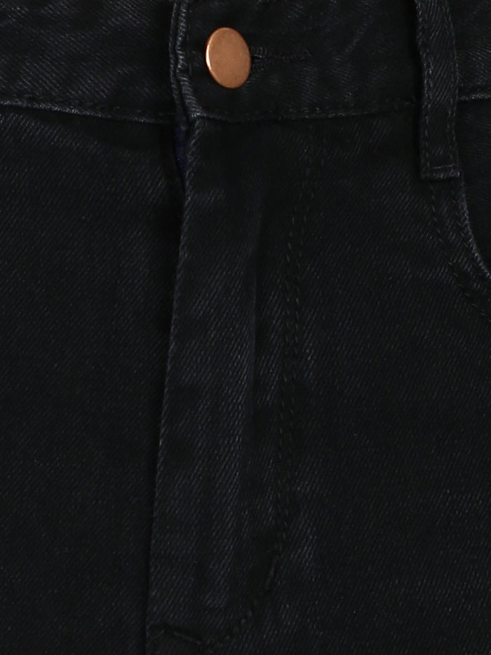 Women's Black Wide Leg Fit Washed Jeans