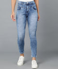 Women's Blue Skinny Fit Washed Jeans