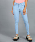 Women's Blue Skinny Fit Washed Jeans