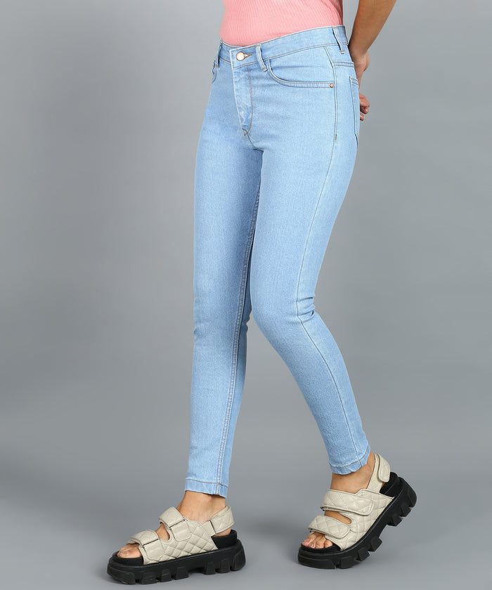 Women's Blue Skinny Fit Washed Jeans