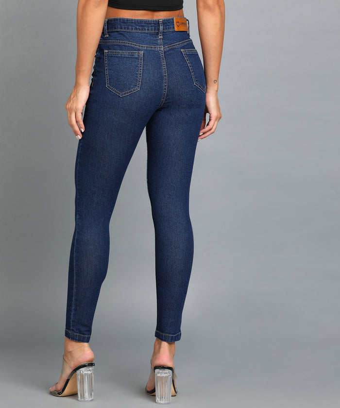 Women's Blue Skinny Fit Washed Jeans