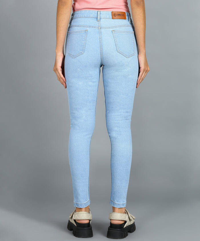Women's Blue Skinny Fit Washed Jeans