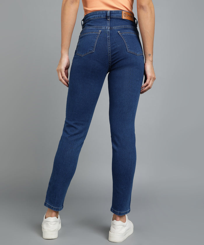 Women's Blue Skinny Fit Washed Jeans