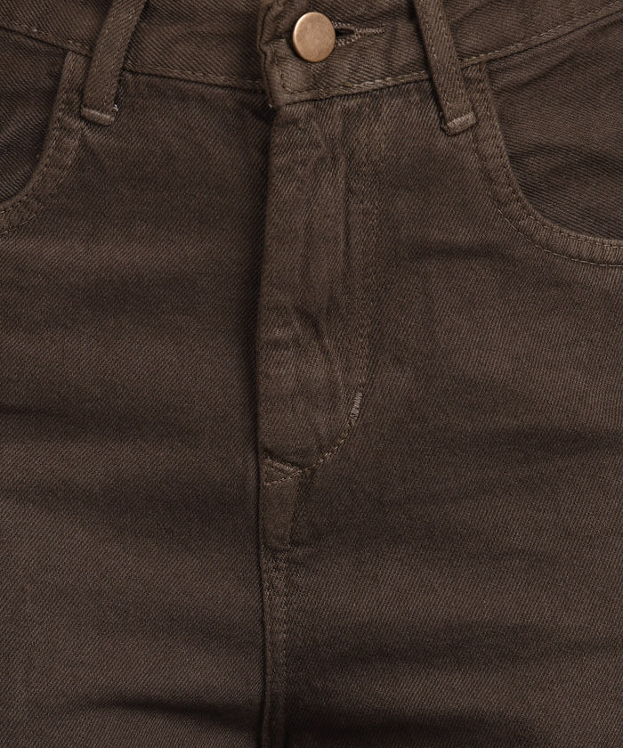 Women's Brown Wide Leg Fit Washed Jeans