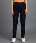 Women's Dark Blue Regular Fit Washed Jogger Jeans