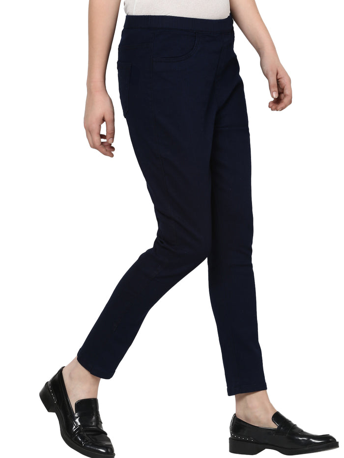 Women's Dark Blue Skinny Fit Jeans Jegging Stretch