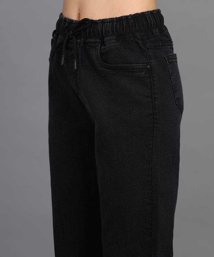 Women's Dark Grey Regular Fit Washed Jogger Jeans