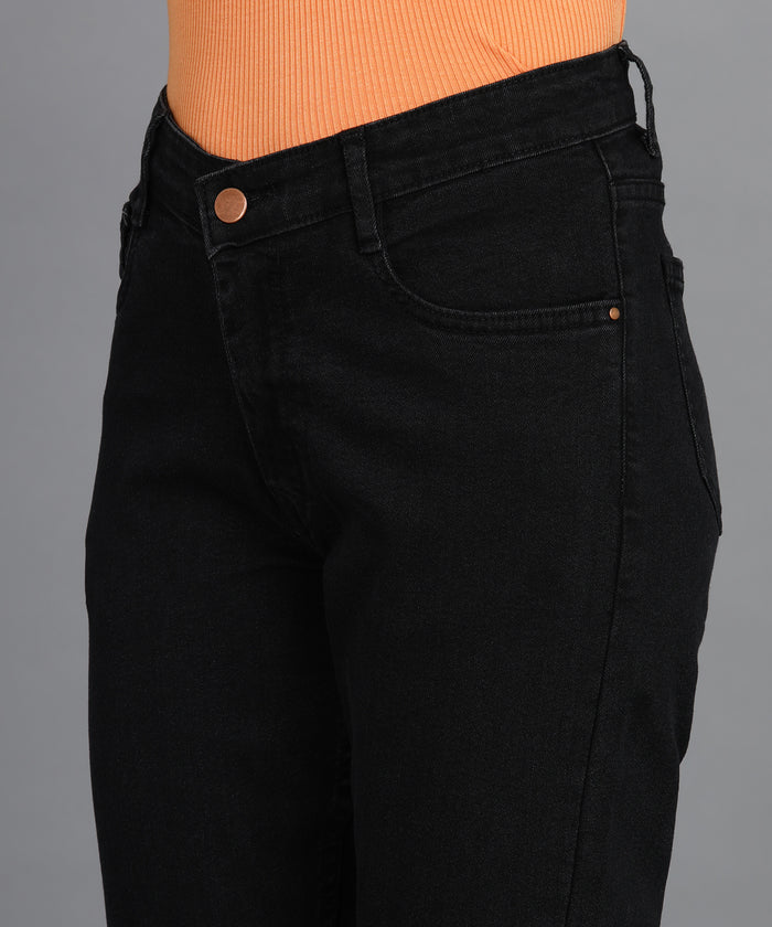 Women's Dark Grey Skinny Fit Mild Distressed Washed Jeans