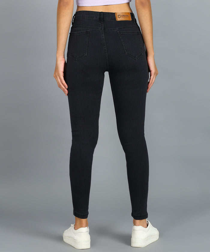 Women's Dark Grey Skinny Fit Washed Jeans