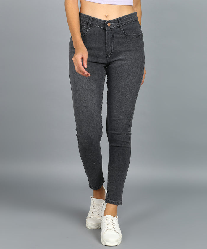 Women's Grey Skinny Fit Washed Jeans
