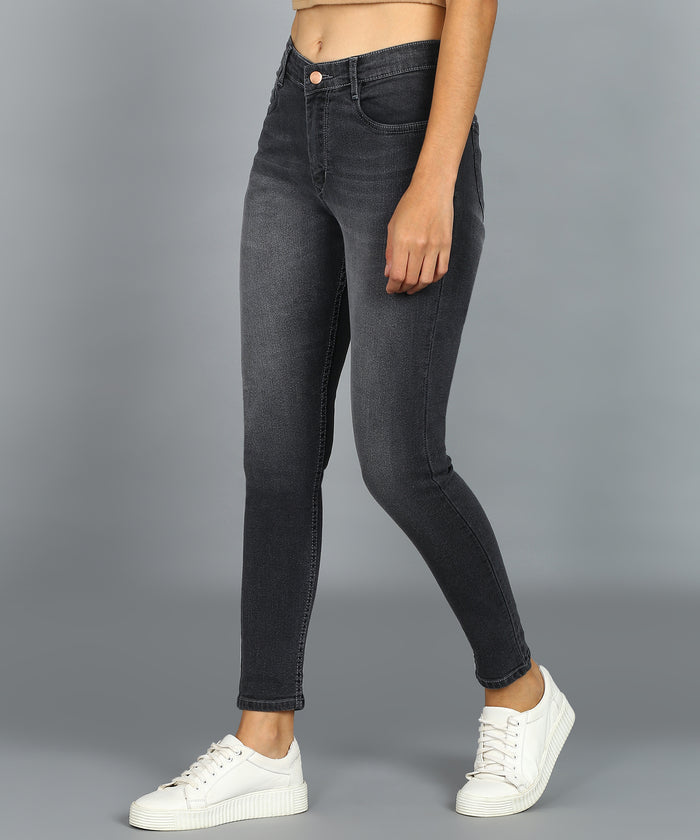 Women's Grey Skinny Fit Washed Jeans