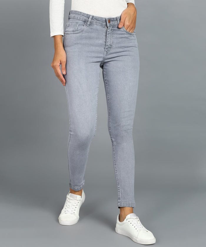 Women's Grey Skinny Fit Washed Jeans