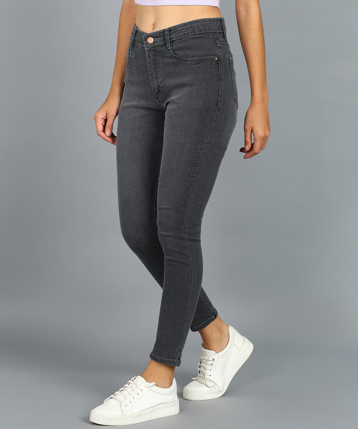 Women's Grey Skinny Fit Washed Jeans