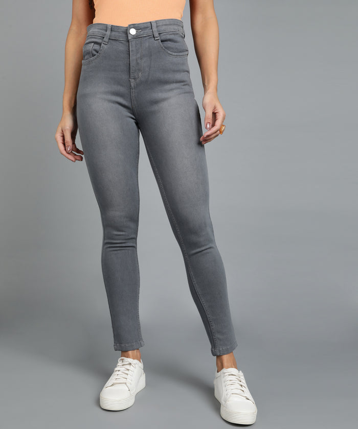 Women's Grey Skinny Fit Washed Jeans