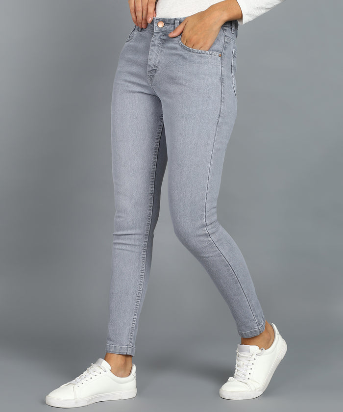Women's Grey Skinny Fit Washed Jeans