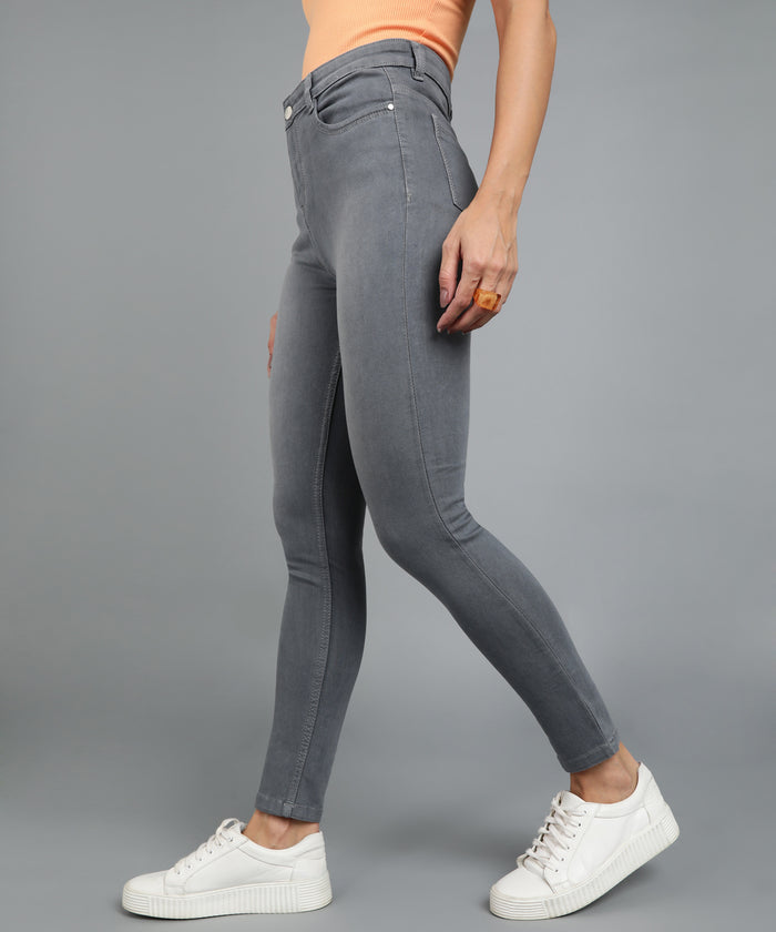Women's Grey Skinny Fit Washed Jeans