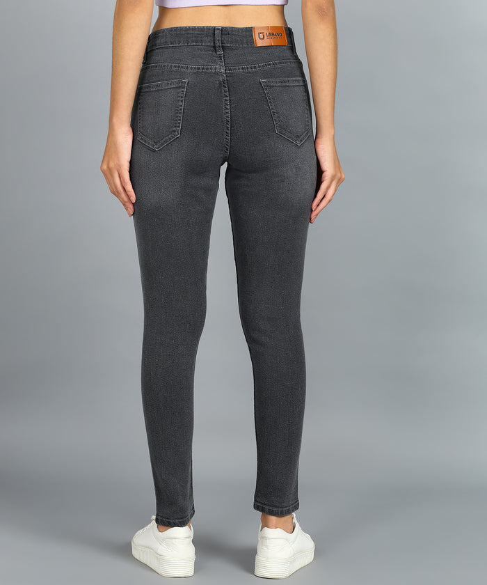 Women's Grey Skinny Fit Washed Jeans