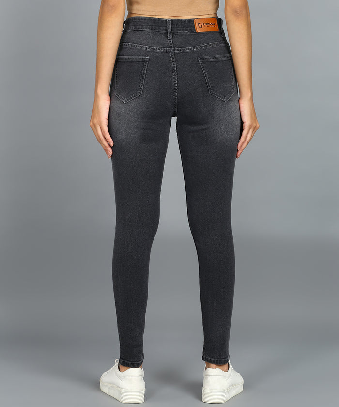 Women's Grey Skinny Fit Washed Jeans