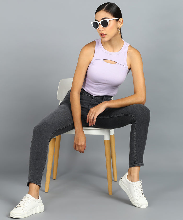 Women's Grey Skinny Fit Washed Jeans
