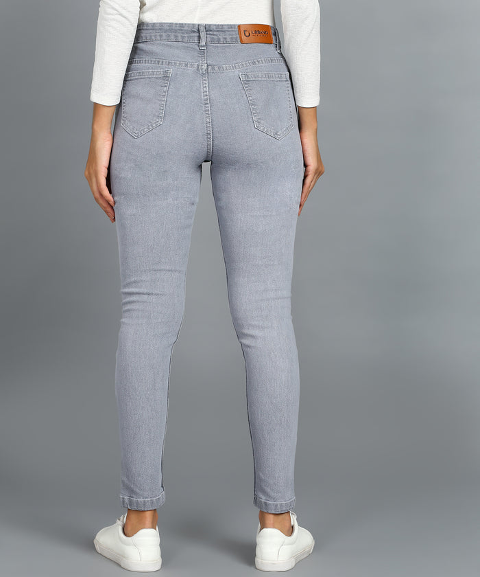 Women's Grey Skinny Fit Washed Jeans