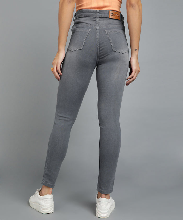 Women's Grey Skinny Fit Washed Jeans