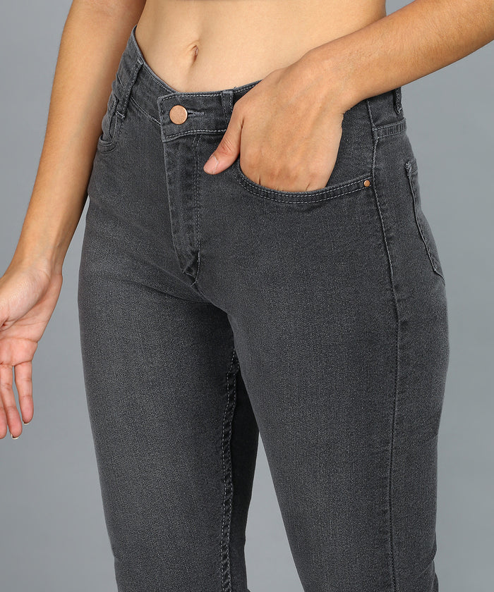 Women's Grey Skinny Fit Washed Jeans