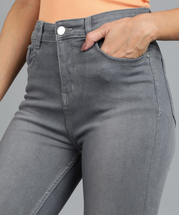 Women's Grey Skinny Fit Washed Jeans