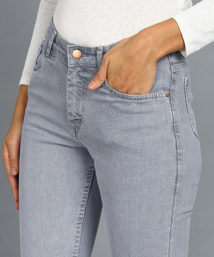 Women's Grey Skinny Fit Washed Jeans
