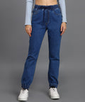 Women's Light Blue Regular Fit Washed Jogger Jeans