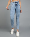 Women's Light Blue Skinny Fit Washed Jeans
